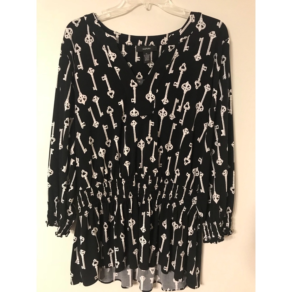 Alfani | Cinched Key Patterned Blouse | XL
